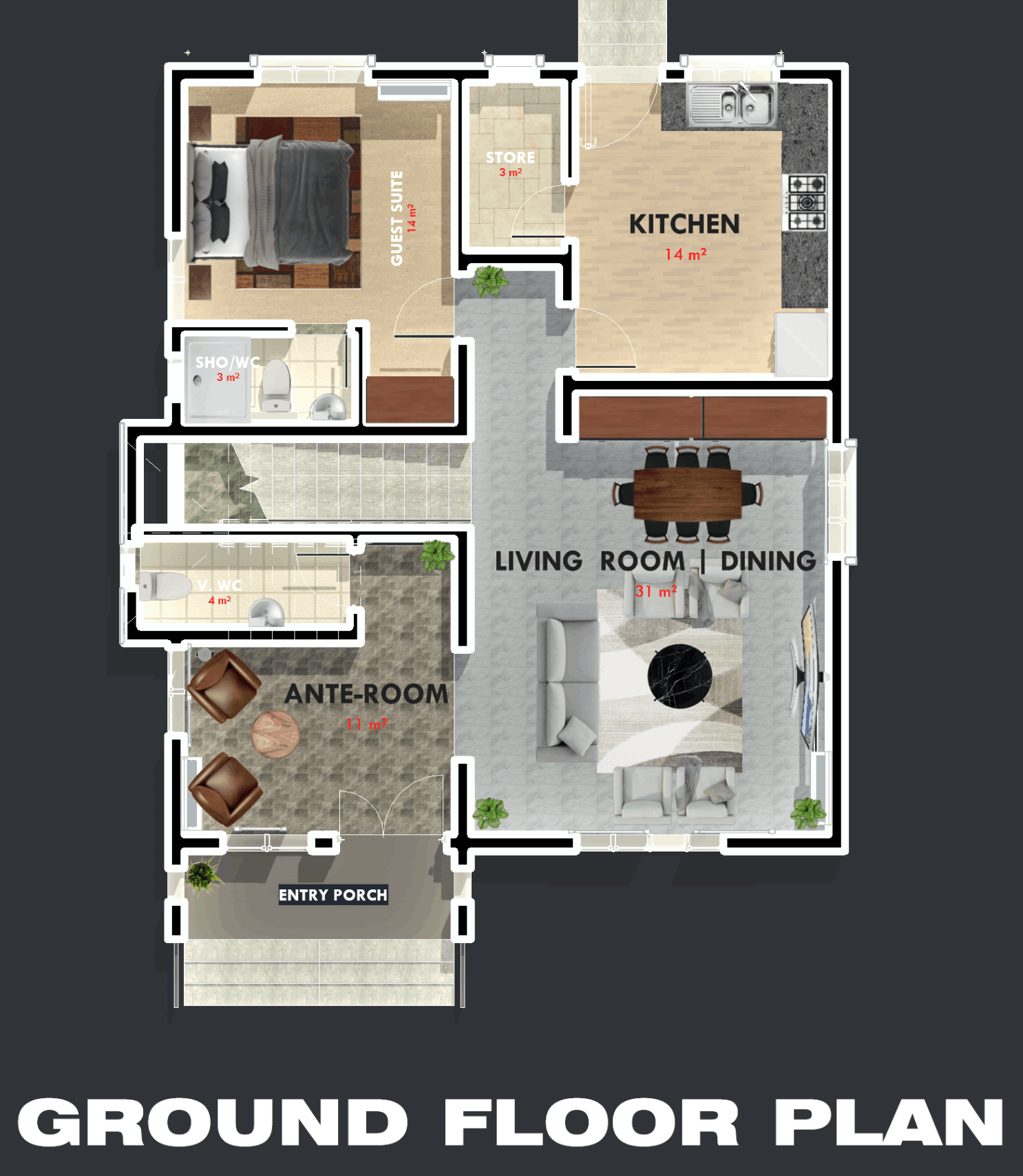 jpeg-optimizer_MODERN 4 BEDROOM DETACHED DUPLEX DESIGN - Floor Plan - 1- GROUND FLOOR PRESENTATION P