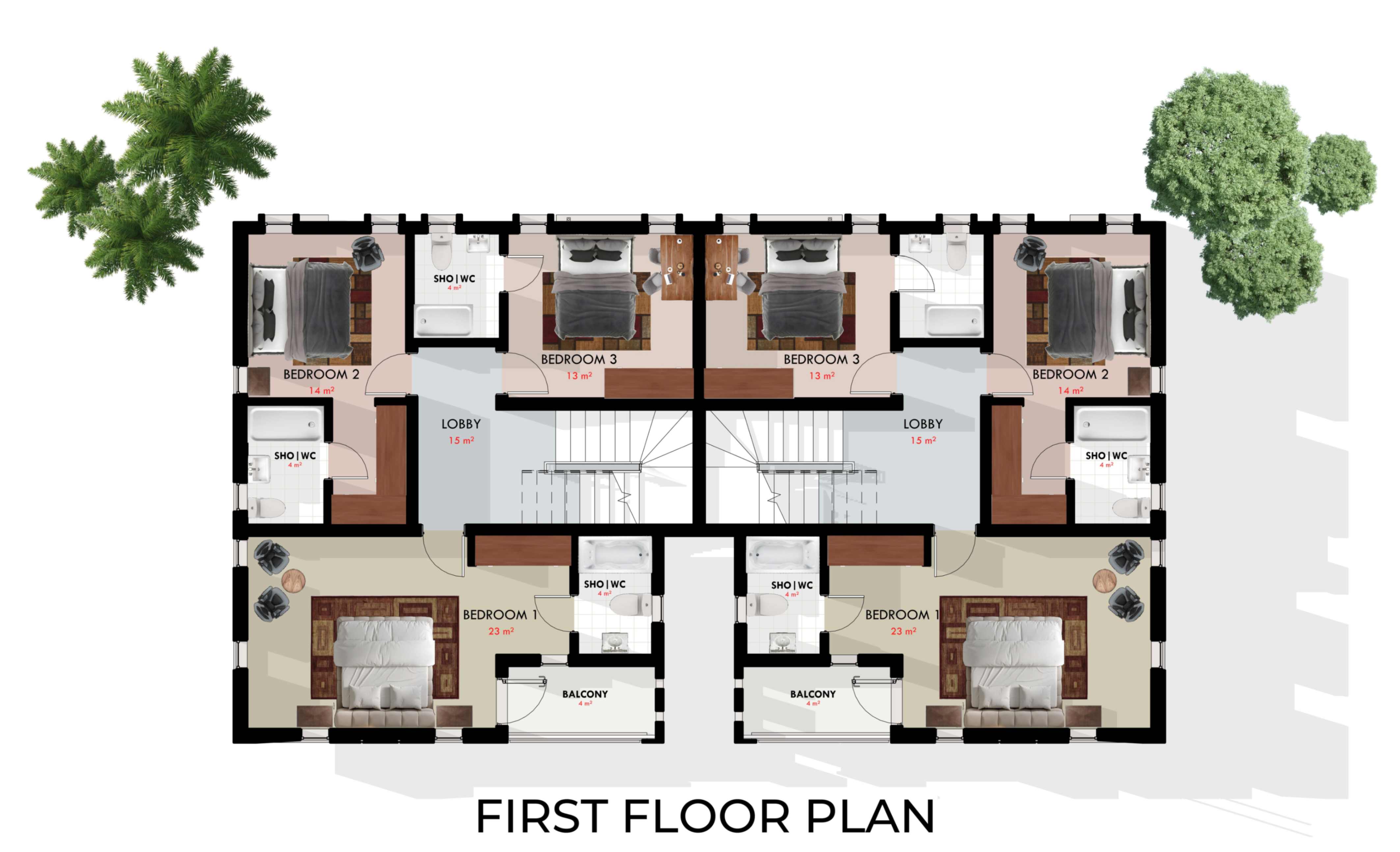 jpeg-optimizer_02_5 BEDROOM SEMIDETATCHED DUPLEX  - FIRST FLOOR PLAN