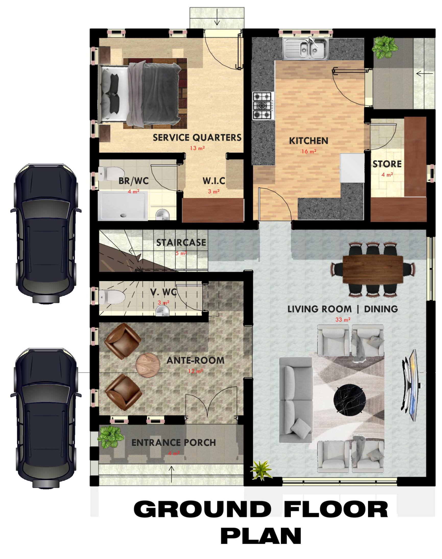 jpeg-optimizer_5 BEDROOM RESIDENTIAL DUPLEX - GROUND FLOOR PRESENTATION FLOOR PLAN