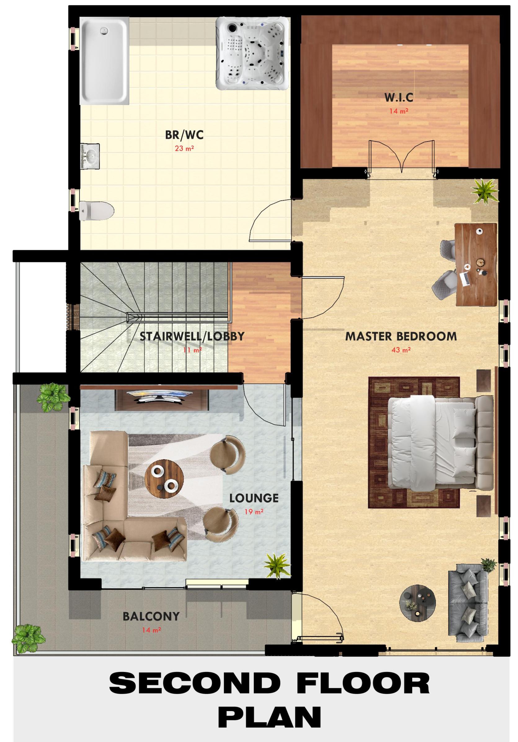 jpeg-optimizer_5 BEDROOM RESIDENTIAL DUPLEX - SECOND FLOOR PRESENTATION FLOOR PLAN